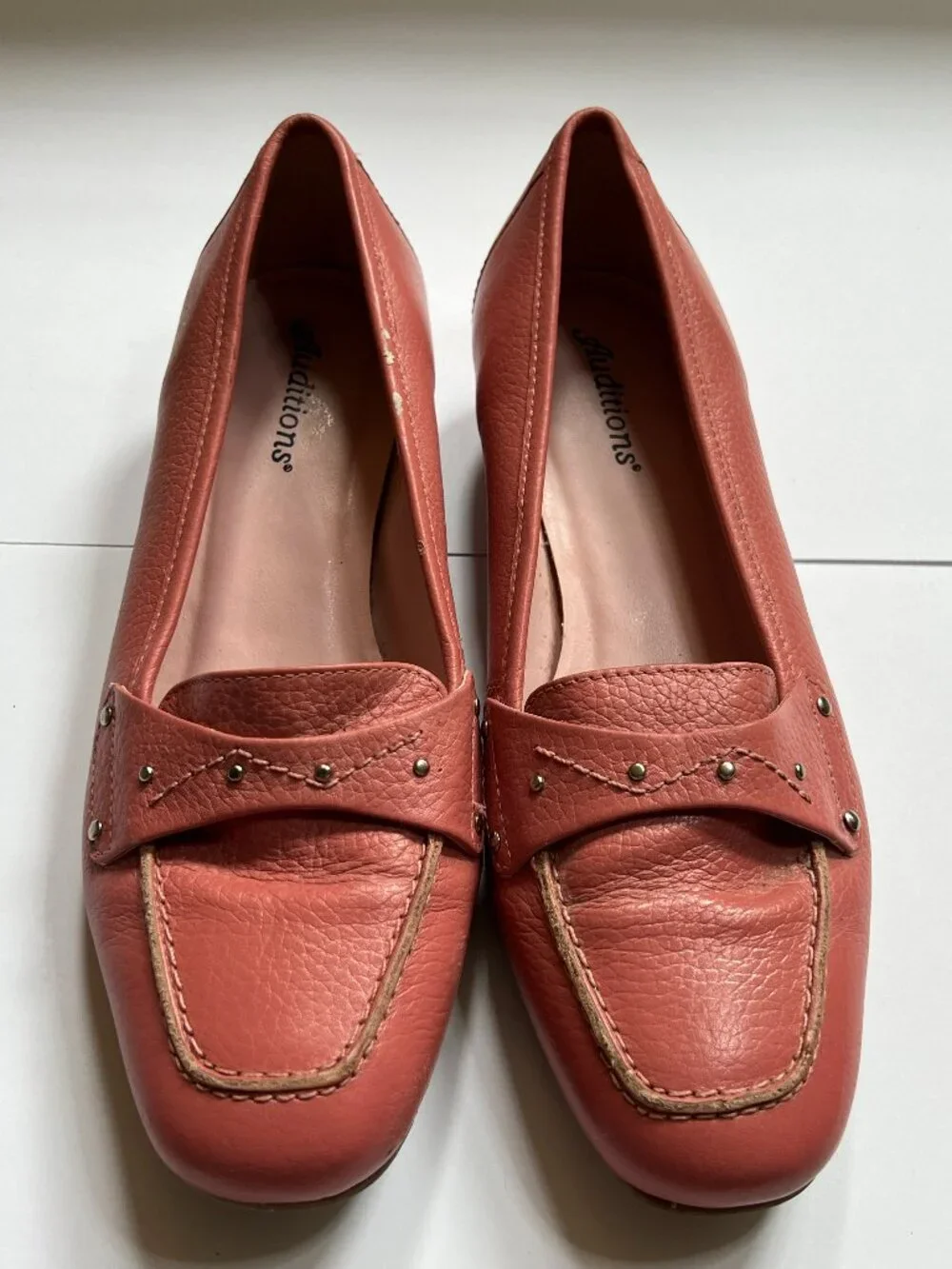 Auditions Pink Pebbled Leather Loafers  W 8 1/2